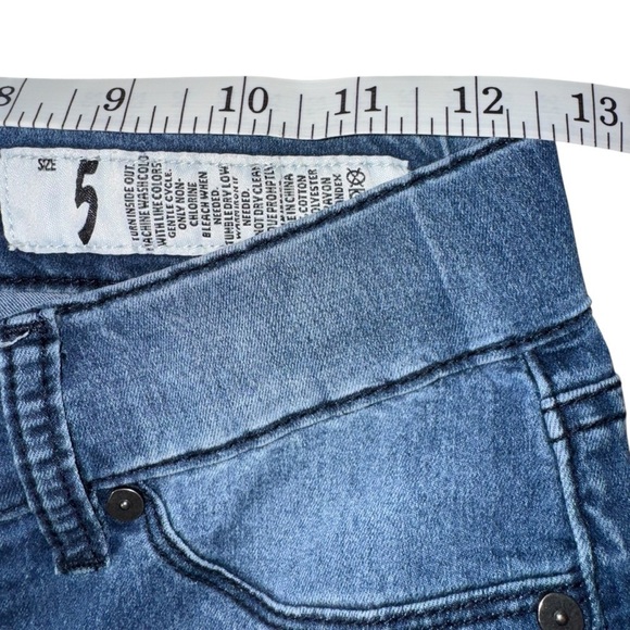 Indigo Rein Anklet Women's 5 Blue Skinny Stretch Denim Unhemmed Faded Whiskering - Picture 9 of 12